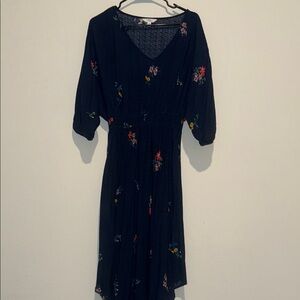 Time and Tru Blue Midi Sundress with Bishop Sleeves